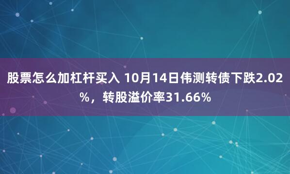 股票怎么加杠杆买入 10月14日伟测转债下跌2.02%，转股溢价率31.66%